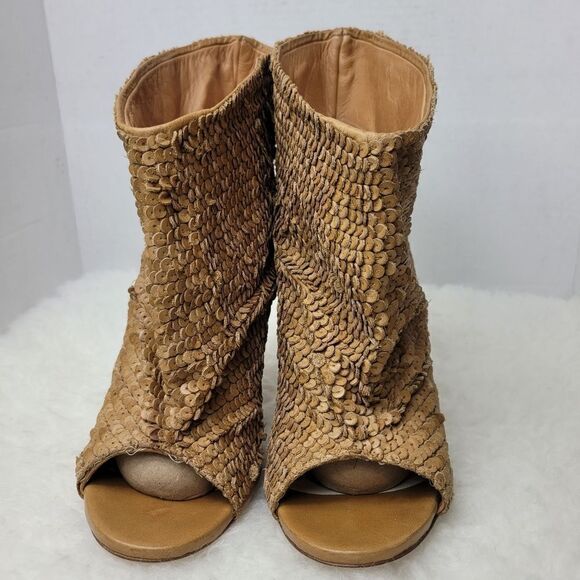 Maison Martin Margiala Womens Bootie Size 9.5 Unfitted Brown Leather Open Toe  - Picture 2 of 10